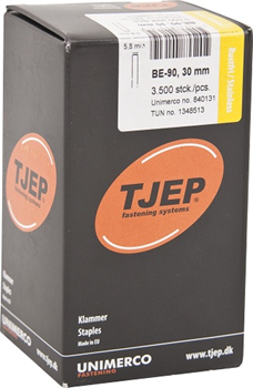 TJEP BE-90 35mm klammer, m/lim. Rustfri A4. Box 3.000