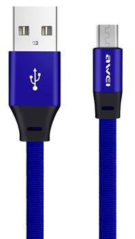 Awei ladekabel 1 mtr. USB/Micro-USB, blå